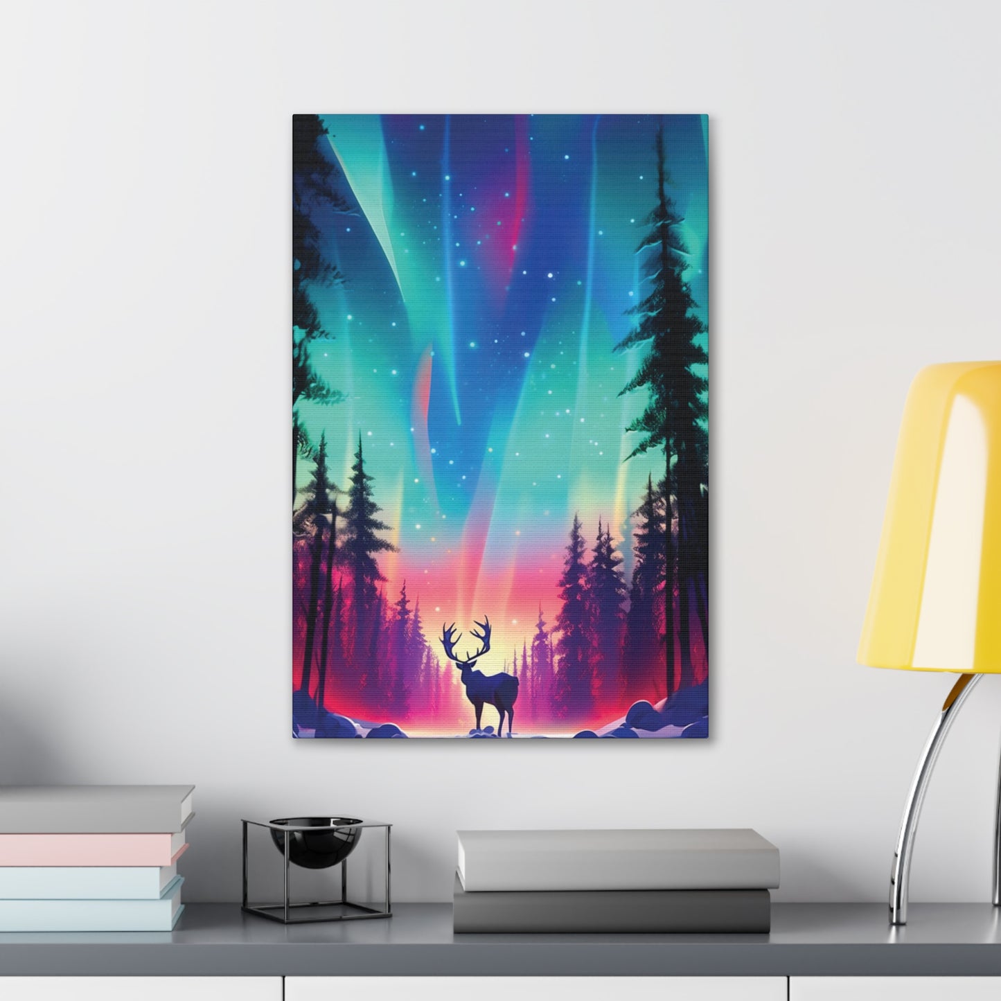 Reindeer in a Winter Wonderland: Northern Lights Illumination