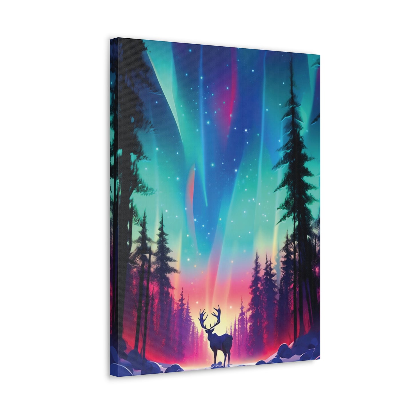 Reindeer in a Winter Wonderland: Northern Lights Illumination