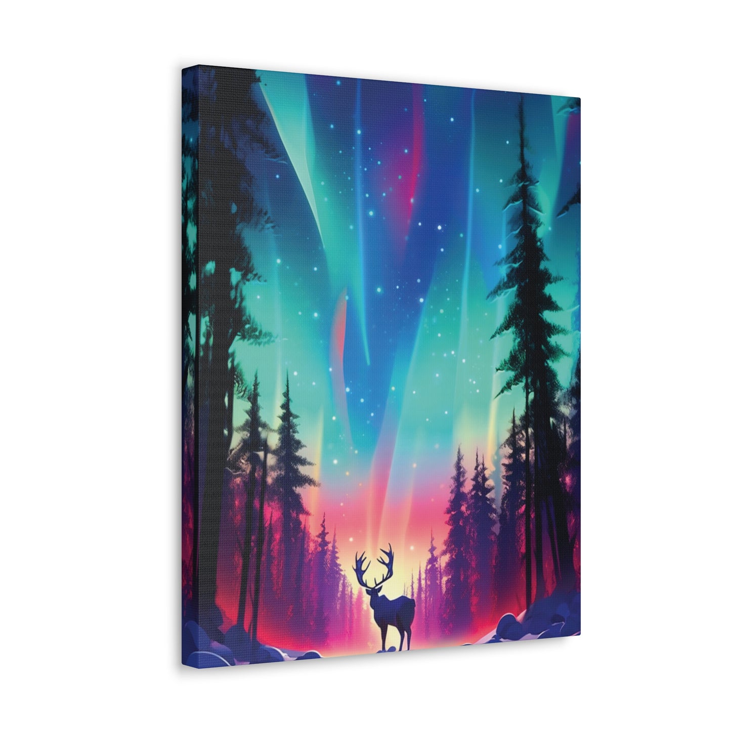 Reindeer in a Winter Wonderland: Northern Lights Illumination