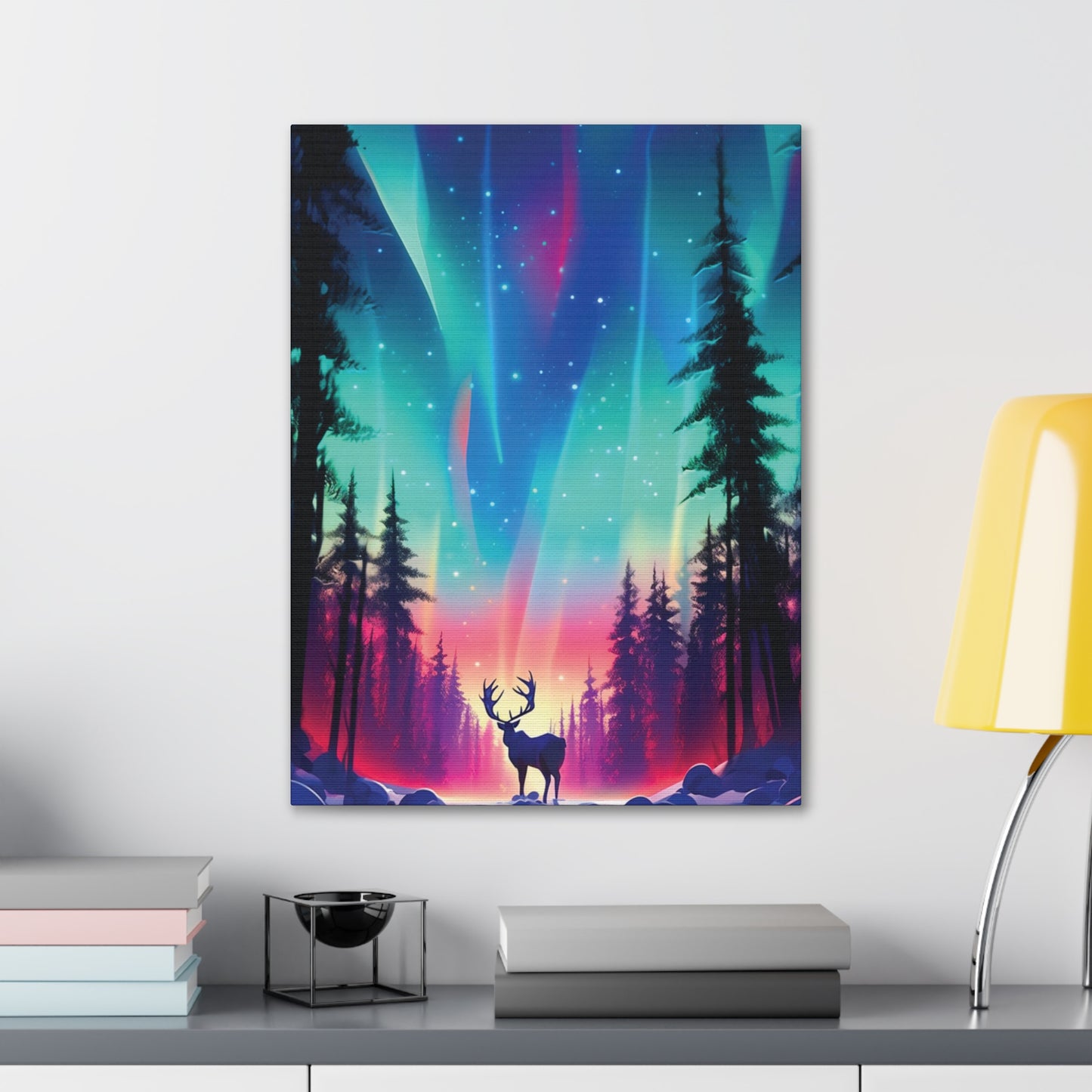 Reindeer in a Winter Wonderland: Northern Lights Illumination