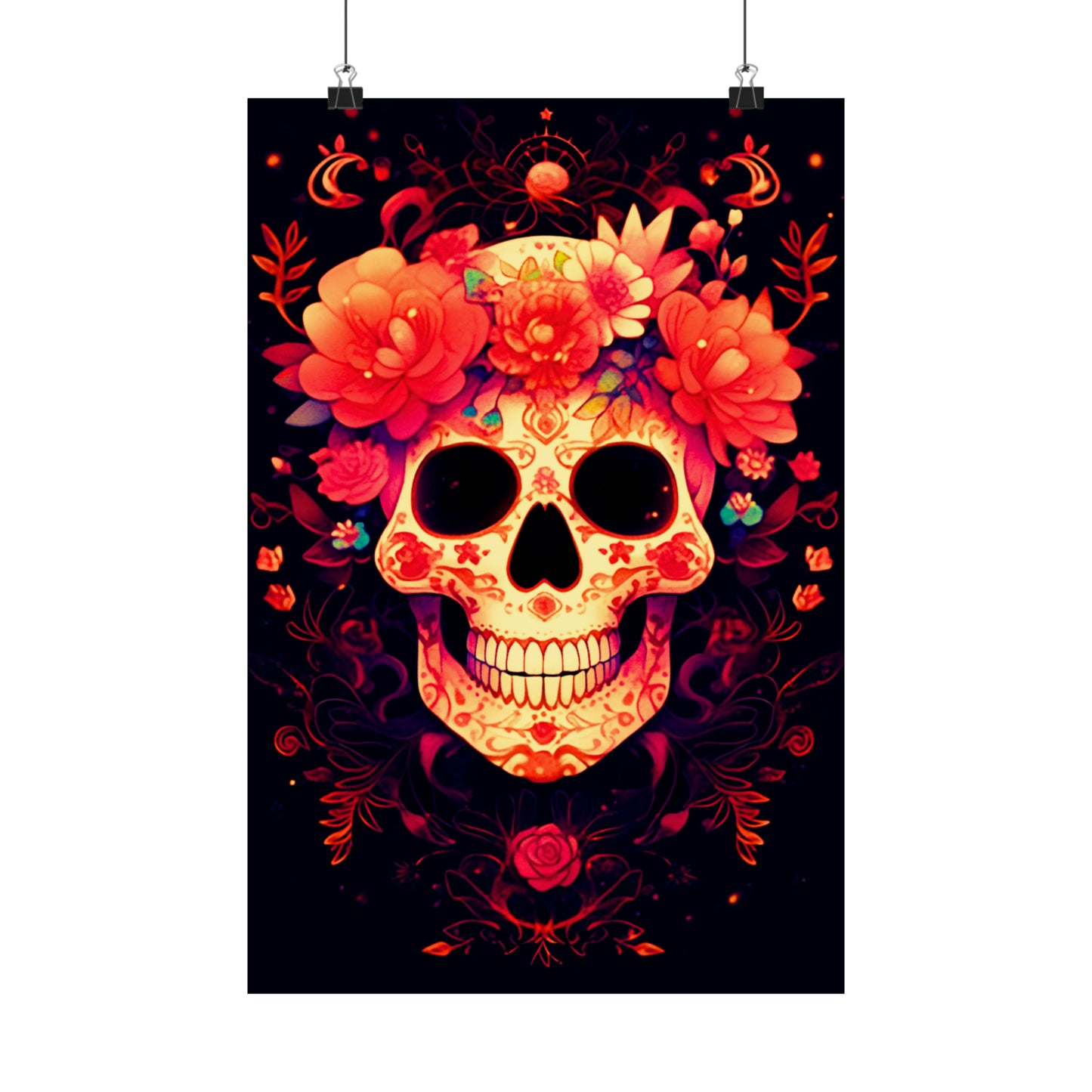 Exquisite Intricate Sugar Skull with Vibrant Marigold Flowers and Delicate Lace Patterns