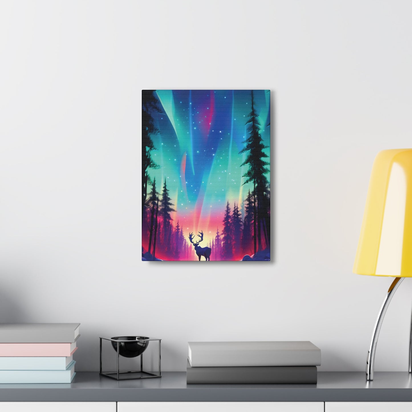 Reindeer in a Winter Wonderland: Northern Lights Illumination