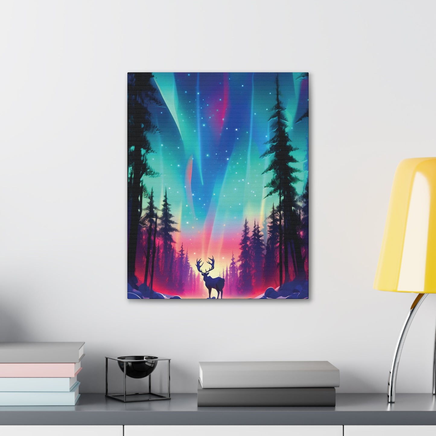 Reindeer in a Winter Wonderland: Northern Lights Illumination