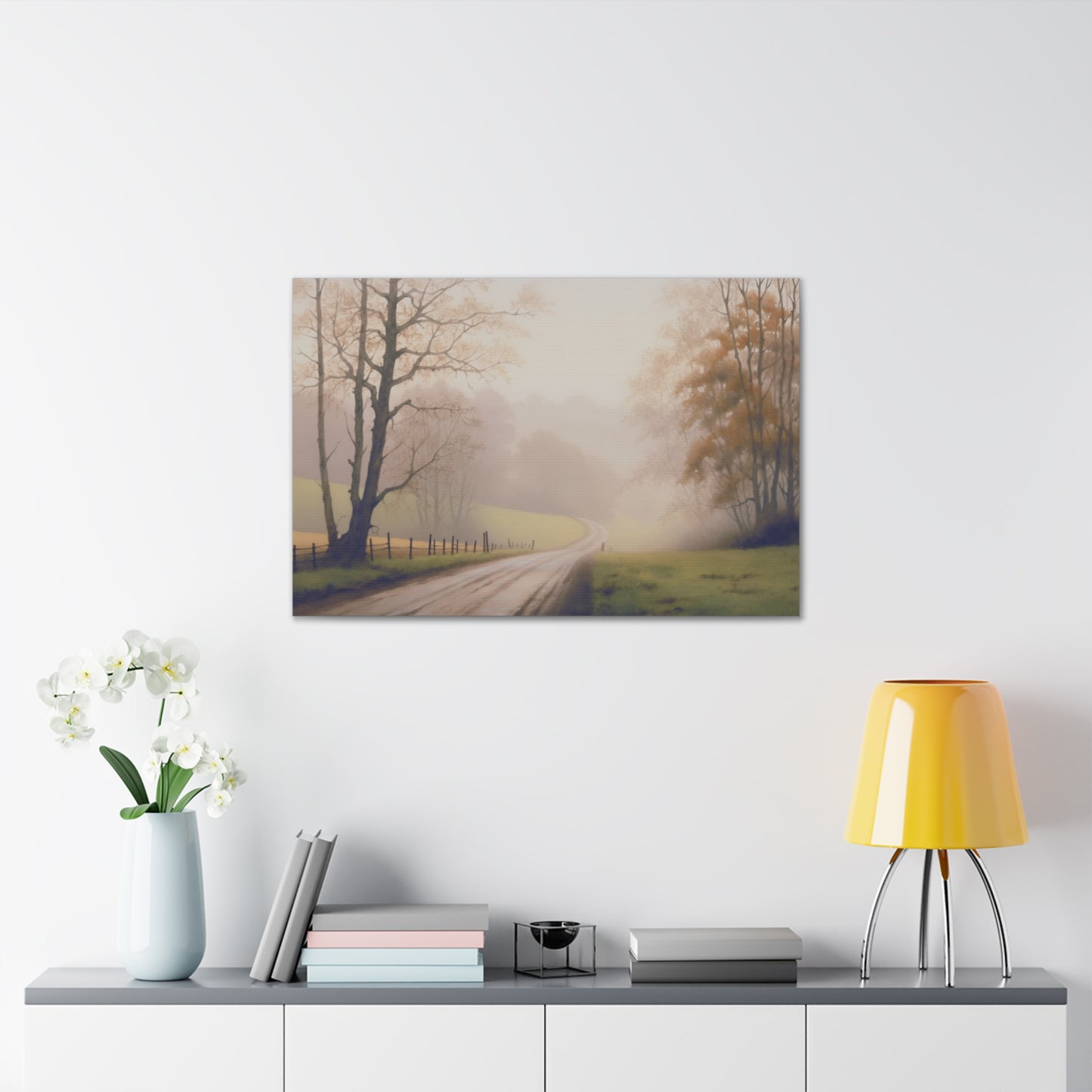 Misty Autumn Morning: Tranquil Landscape Art Inspired by Nature