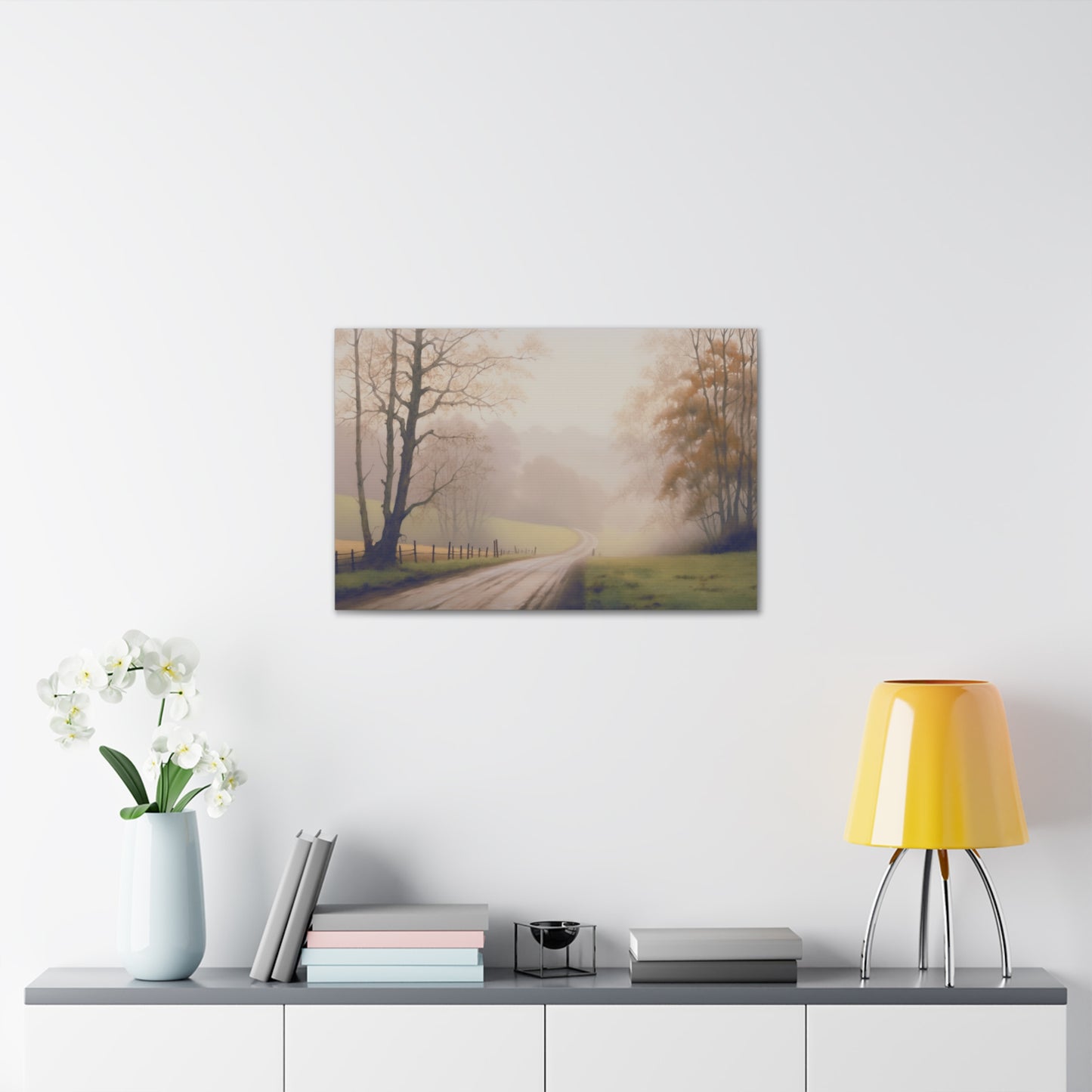 Misty Autumn Morning: Tranquil Landscape Art Inspired by Nature