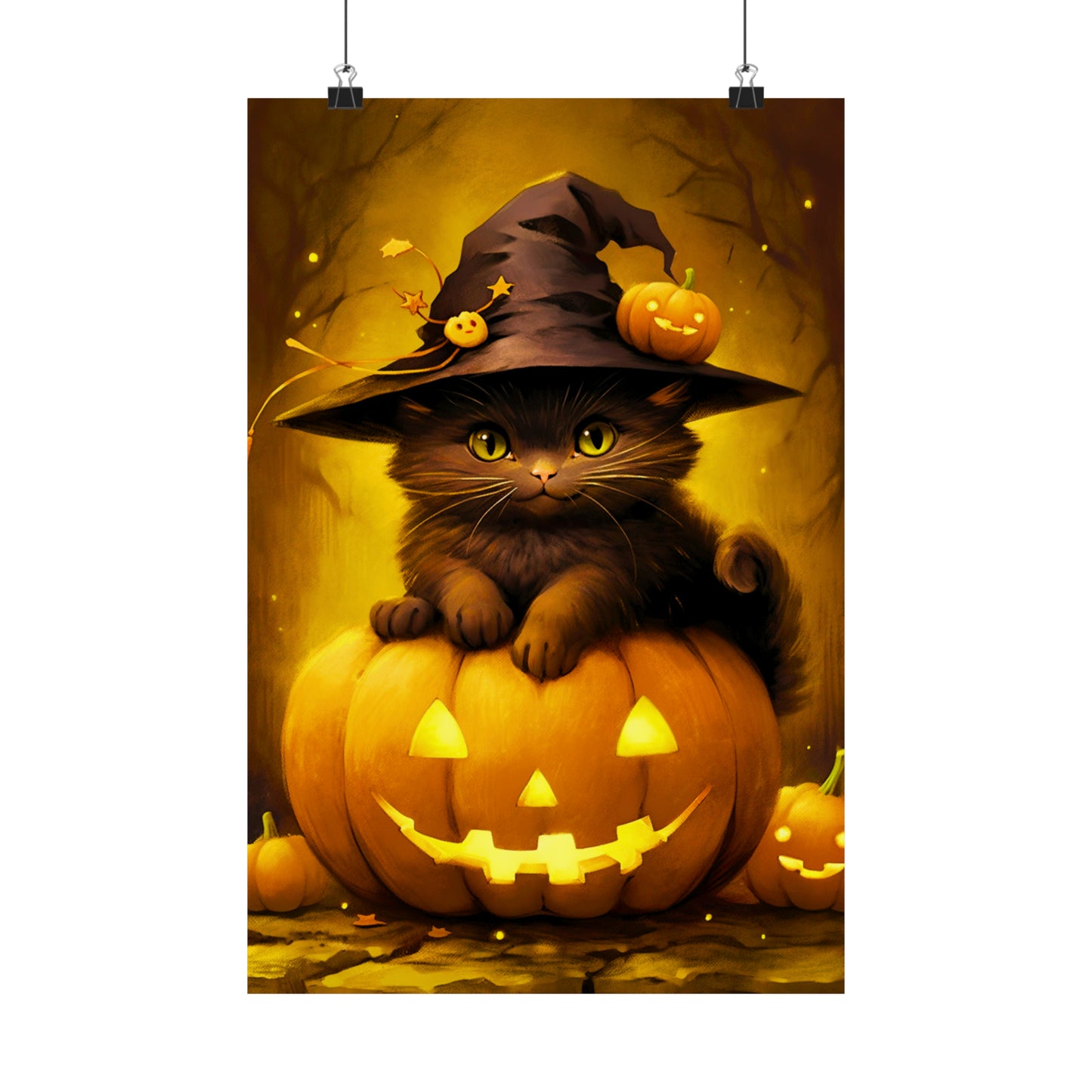 Whimsical Cat Jack-o'-Lantern: Playful Halloween Décor Poster