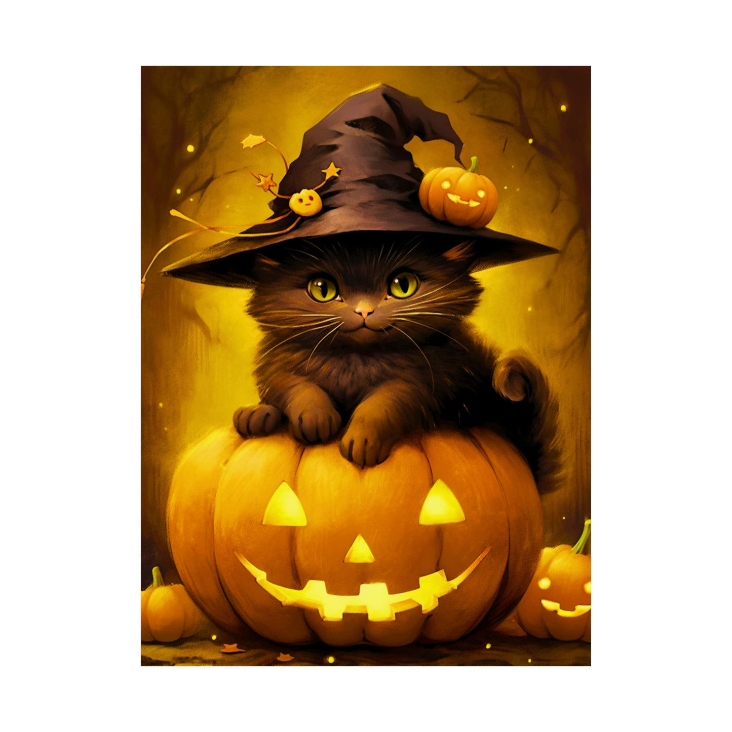 Whimsical Cat Jack-o'-Lantern: Playful Halloween Décor Poster